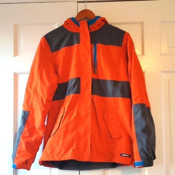 LANDS' END SQUALL SKI SNOW RAIN JACKET ORANGE GRAY SIZE XL BIG BOYS SIZE 18-20 - Picture 1 of 13
